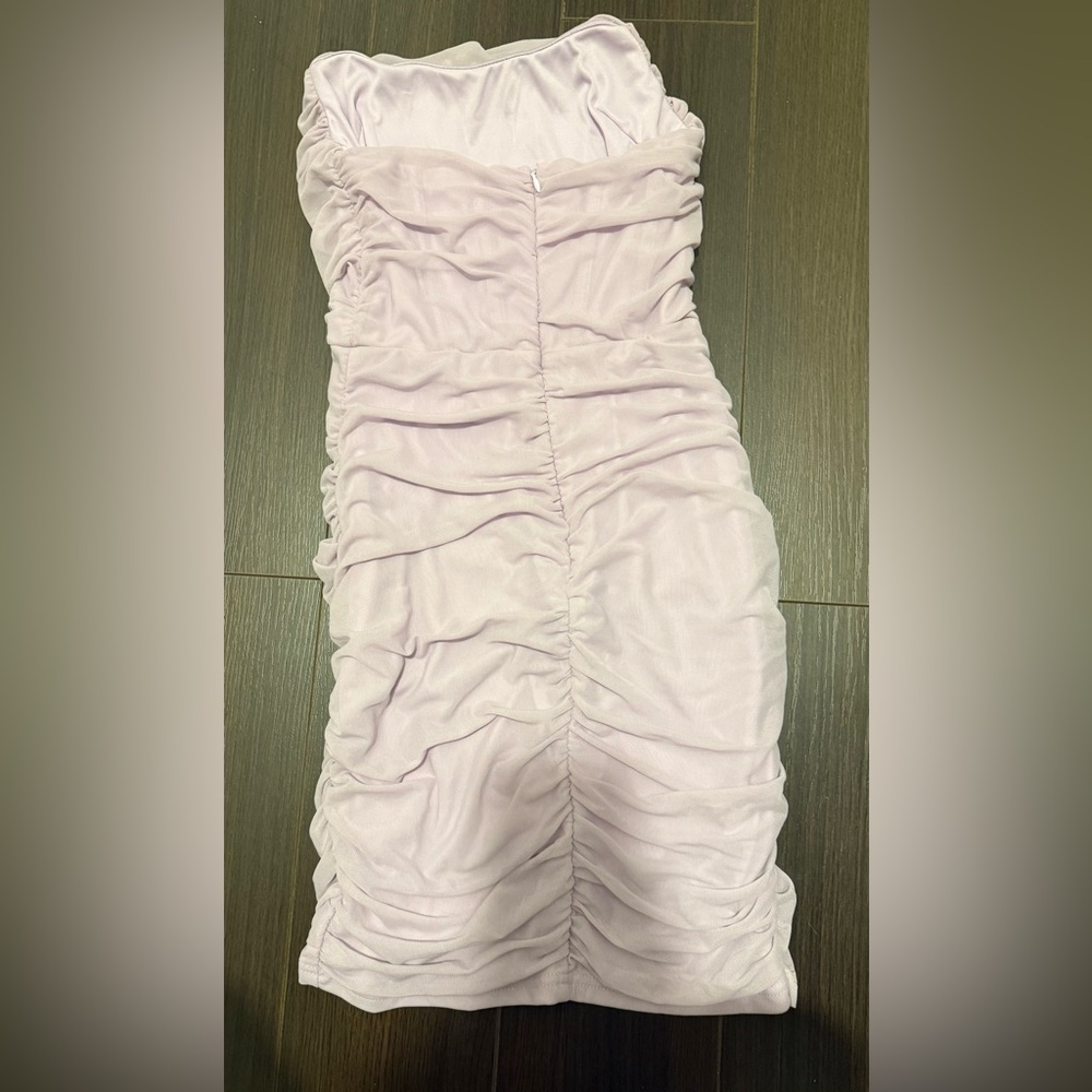 AGAPE LAVENDAR STRAPLESS BANDEAU WRAP ROUCHDD! Mini dress! Size small/ NWOT! - Picture 6 of 8